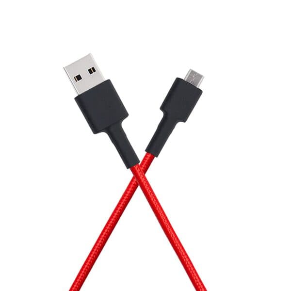 MI Micro Usb Braided Cable For Smartphone And Charging Adapter (100Cm Red) - 1