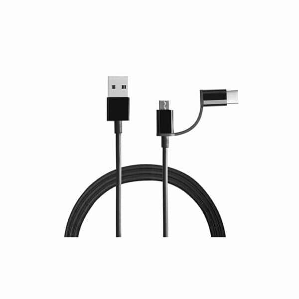Mi 2-in-1 USB Cable (Micro USB to Type-C) 100Cm for Smartphone and Charging Adapter (Black) - 1