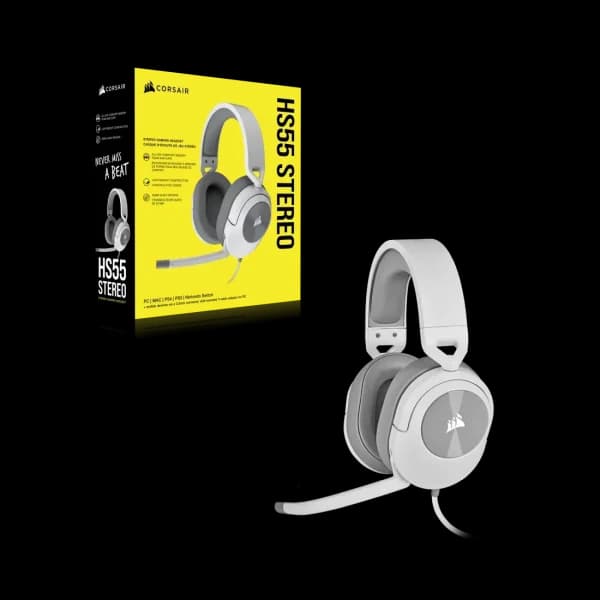 Corsair HS55 STEREO Wired Gaming Headset (White) - 6