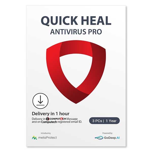 Quick Heal Antivirus Pro Latest Version - 3 Device, 1 Years | AI Based Device Security for Laptop | Email and Browsing Protection (Email Delivery in 1 Hour- No CD) - 1