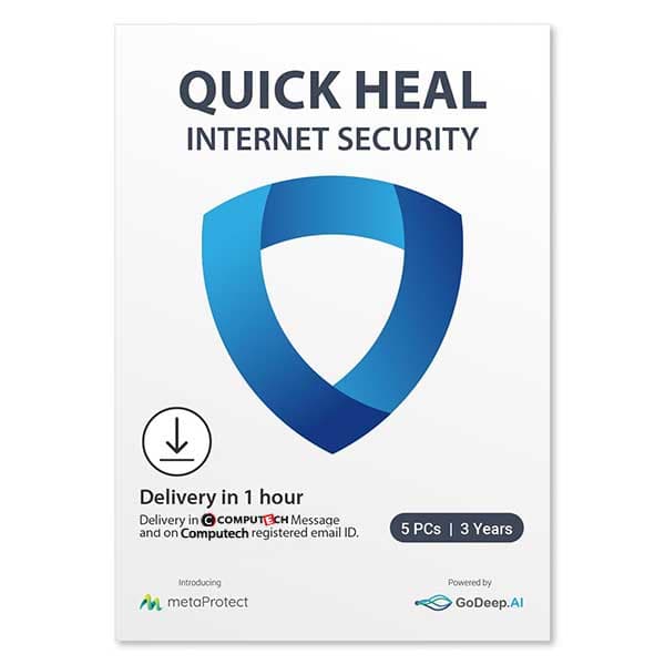 Quick Heal Internet Security Latest Version - 5 PCs, 3 Years | AI Based Device Security for Windows Pc | Internet and Banking Protection (Email Delivery in 1 Hour- No CD) - 1