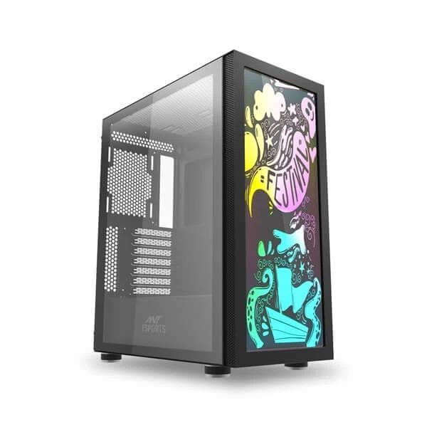 Ant Esports Graffiti (ATX) Cabinet With Custom Front Panel Design (Black) - 1