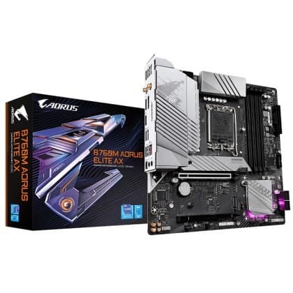 Gigabyte B760M Aorus Elite AX DDR5 Intel 13th and 12th Gen Support LGA 1700 M-ATX Motherboard Supports Intel 12th, 13th & 14th Gen Processors - 1