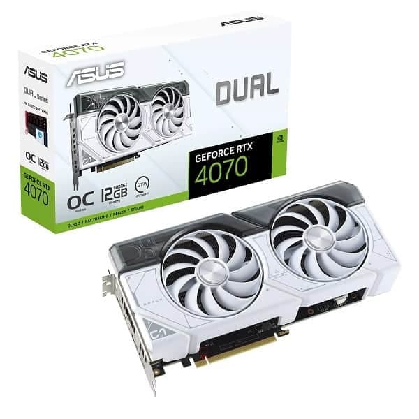 Asus Dual RTX 4070 OC White Edition 12GB GDDR6X Gaming Graphic Card - 1