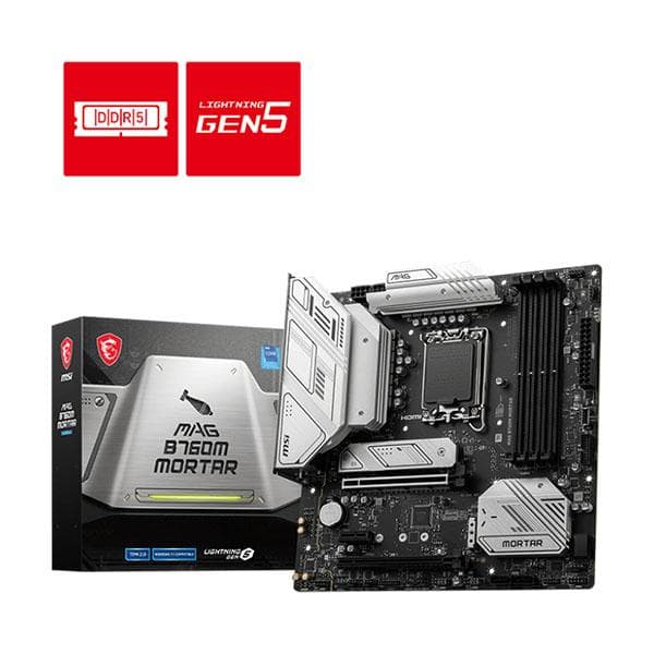 MSI Mag B760M Mortar DDR5 Intel 13th and 12th Gen LGA 1700 MATX Motherboard Supports Intel 12th , 13th & 14th Gen Processors - 1