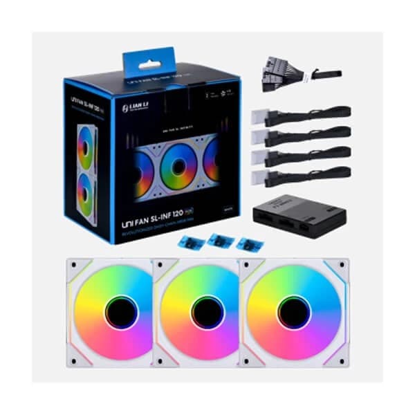 Lian Li Uni Fan SL Infinity 120mm ARGB Case Fans - White - 2