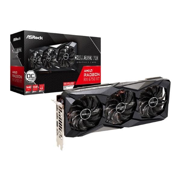 ASRock AMD Radeon RX 6750 XT Challenger Pro Overclocked Triple Fan 12 GB GDDR6 PCIe 4.0 Graphics Card - 1