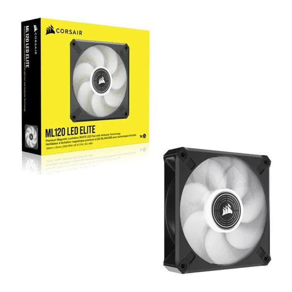 Corsair ML120 LED Elite 120mm White LED Cabinet Fan (Single Pack) - 2