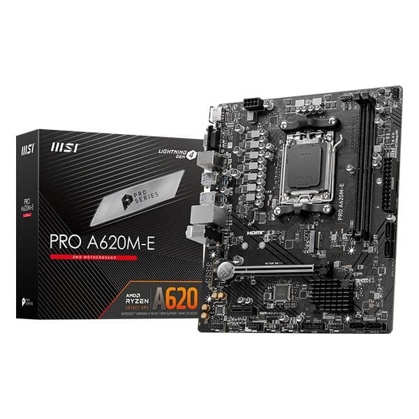 MSI PRO A620M-E AM5 AMD A620 SATA 6Gb/s DDR5 mATX Motherboard - 1