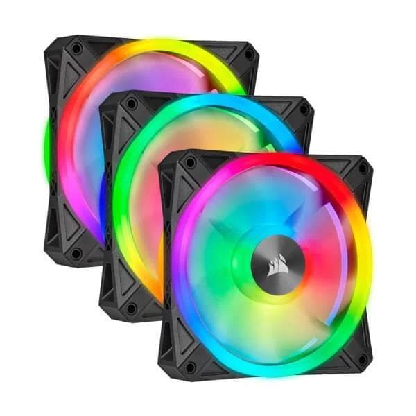 Corsair ICUE QL120 RGB 120mm PWM RGB Cabinet Fan With Lighting Node Core (Triple Pack) - 1