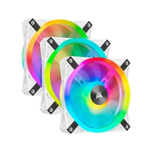 Corsair ICUE QL120 RGB 120mm PWM White RGB Cabinet Fan With Lighting Node Core (Triple Pack) - 1