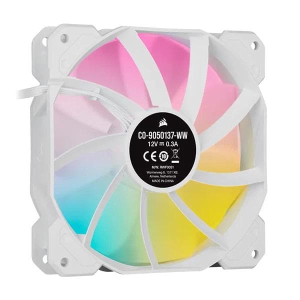 Corsair ICUE SP120 RGB Elite White Cabinet Fan With Lighting Node Core (Triple Pack) - 3