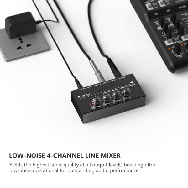 Fifine N5 - Four-Channel Line Mixer With Individual Volume Controls - 4