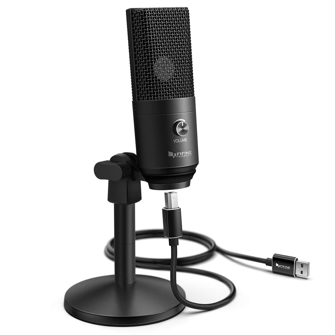 FIFINE K670B USB Microphone with Headphone Monitoring 3.5mm Jack and Removable USB Connectivity Cable for Windows or MAC Computer, PC, Laptop - 1