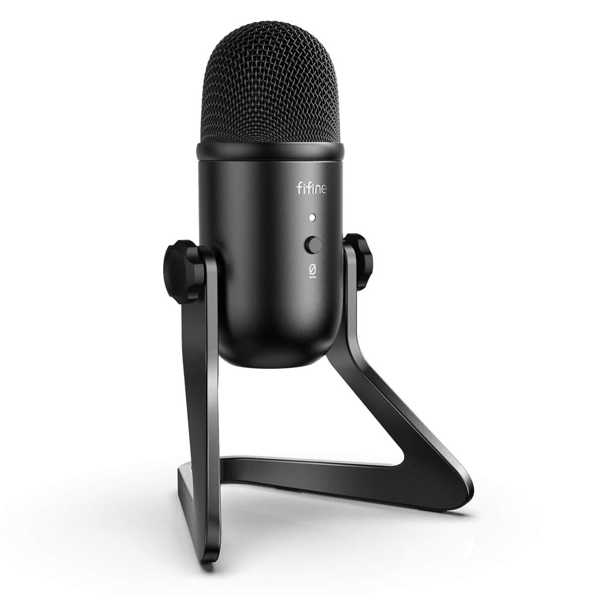 FIFINE K678 Unidirectional USB Podcast Microphone for Recording Streaming on PC and Mac, Condenser Computer Gaming Mic for PS4 with Headphone (Black) - 1