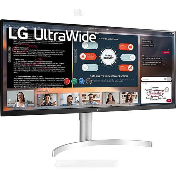 LG 34WN650-W UltraWide Monitor 34" 21:9 FHD (2560 x 1080) IPS Display, VESA DisplayHDR 400, AMD FreeSync, 3-Side Virtually Borderless Design - Silver - 2