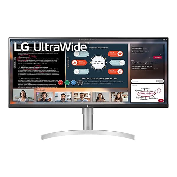 LG 34WN650-W UltraWide Monitor 34" 21:9 FHD (2560 x 1080) IPS Display, VESA DisplayHDR 400, AMD FreeSync, 3-Side Virtually Borderless Design - Silver - 1