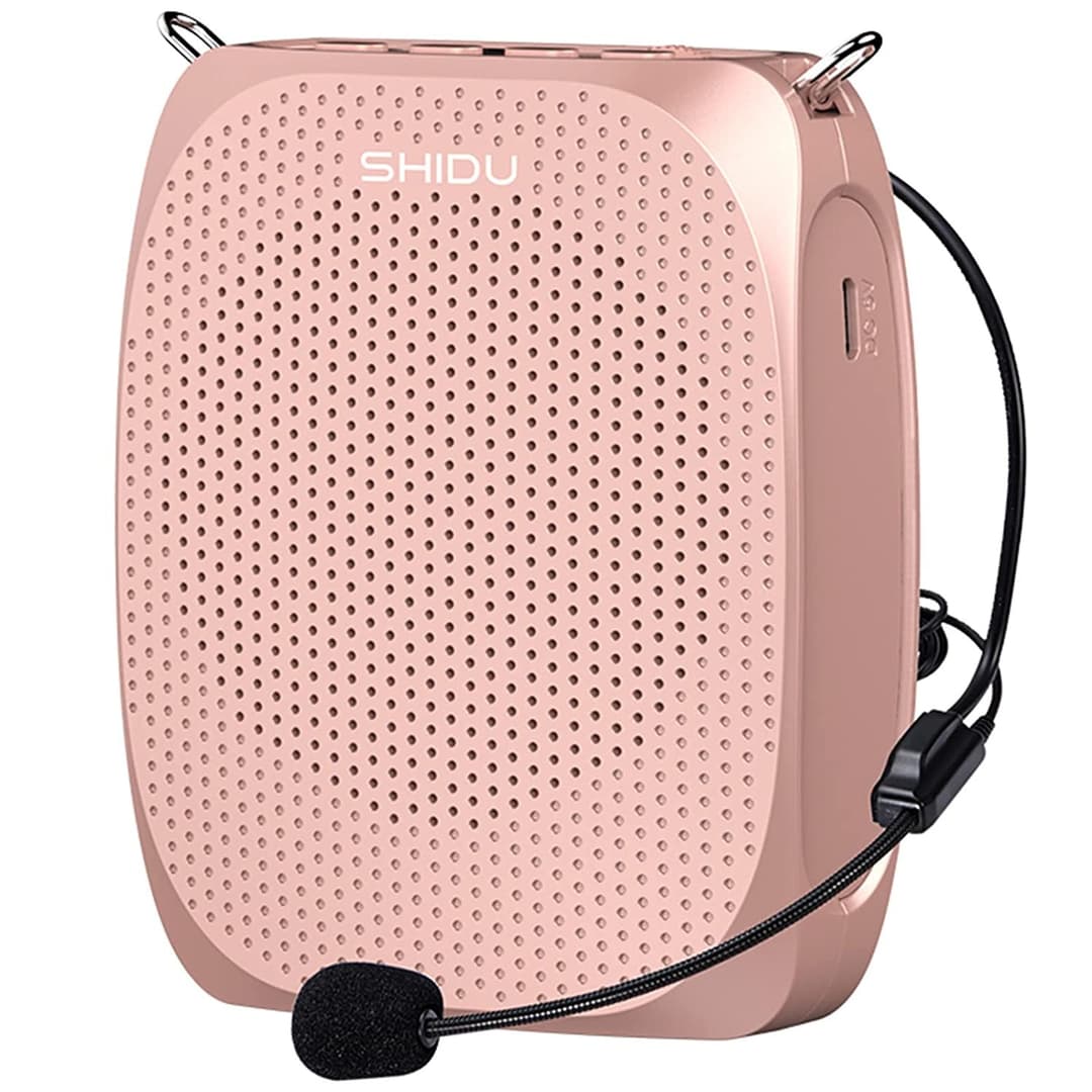 SHIDU S258 Portable Voice Personal Microphone Headset Rechargeable Mini Pa System Amplifier/Speaker, Gold
