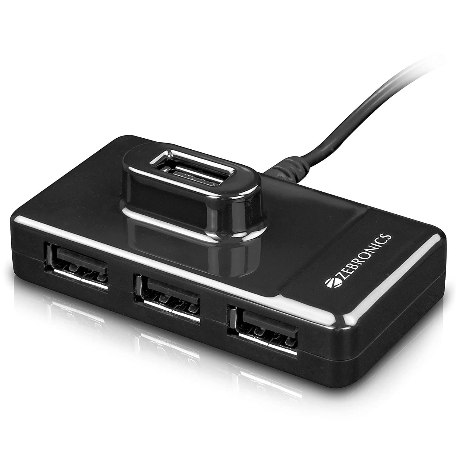 ZEBRONICS Zeb-100HB 4 Ports USB Hub for Laptop, PC Computers, Plug & Play, Backward Compatible - Black - 1