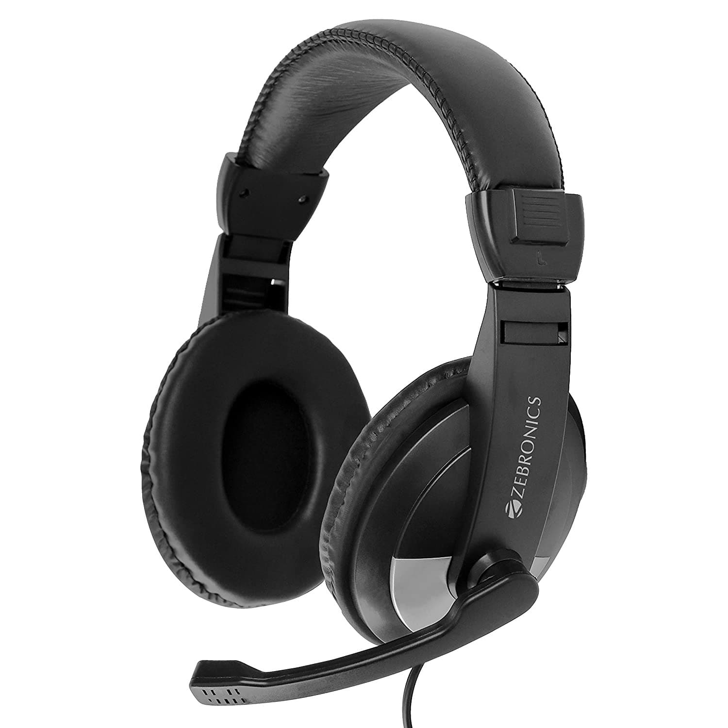 ZEBRONICS Zeb-200HM Wired On Ear Headphone with Mic, Dual 3.5mm Connectors, Adjustable Headband for PC Computers/Laptop (Black) - 1