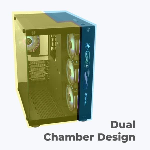 Zebronics Zeb-Hermes Premium Gaming Cabinet Dual Chamber - 3