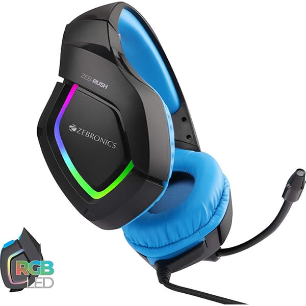 Zebronics Zeb-Rush (Blue) Premium Wired Gaming On Ear Headphone - 2