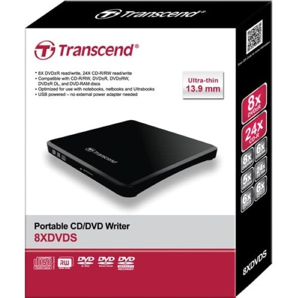 Transcend 8x Portable DVD Writer (Black) - 2
