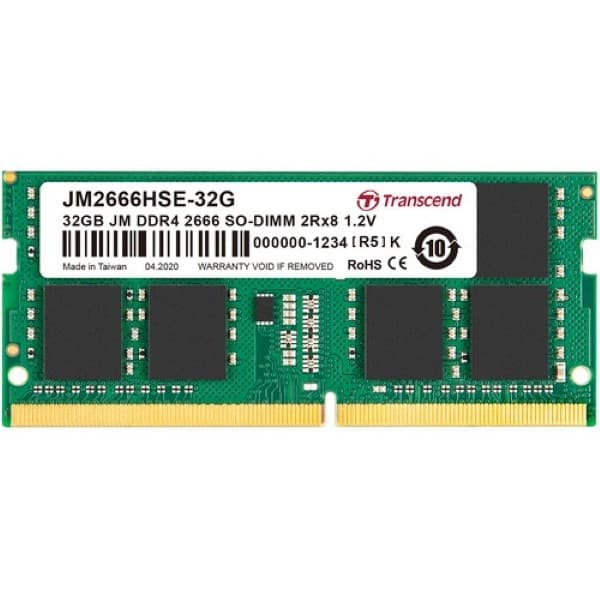 Transcend JetRam 32GB (1 X 32GB) DDR4 2666MHz CL19 SO-DIMM Laptop Ram - 1
