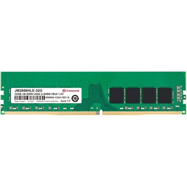 Transcend JetRam 32GB (1 x 32GB) DDR4 2666MHz CL19 DIMM Desktop Ram (JM2666HLE-32G) - 1