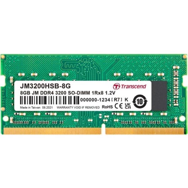 Transcend JetRam 8GB (1 x 8GB) DDR4 3200MHz CL22 SO-DIMM Laptop RAM - 1