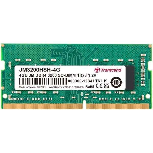 Transcend JetRam 4GB (1 x 4GB) DDR4 3200MHz CL22 SO-DIMM Laptop RAM - 1