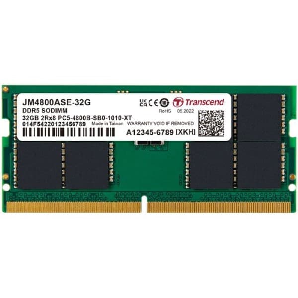 Transcend JetRam 32GB (1 x 32GB) DDR5 4800MHz CL40 SO-DIMM Laptop RAM - 1