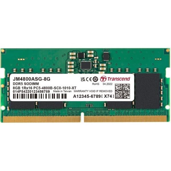 Transcend JetRam 8GB (1 x 8GB) DDR5 4800MHz CL40 SO-DIMM Laptop RAM - 1