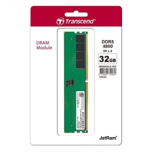 Transcend RAM 32GB DDR5 4800MHz CL40 (2Rx8) Desktop Memory - JM4800ALE-32G - 1