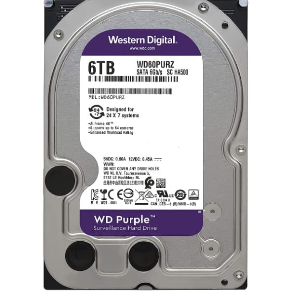 Western Digital Purple Surveillance 6TB 3.5 inch SATA Hard Drive - 3