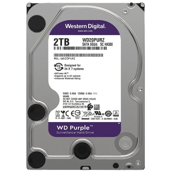 Western Digital Purple Surveillance 2TB 3.5 inch SATA Hard Drive - 3