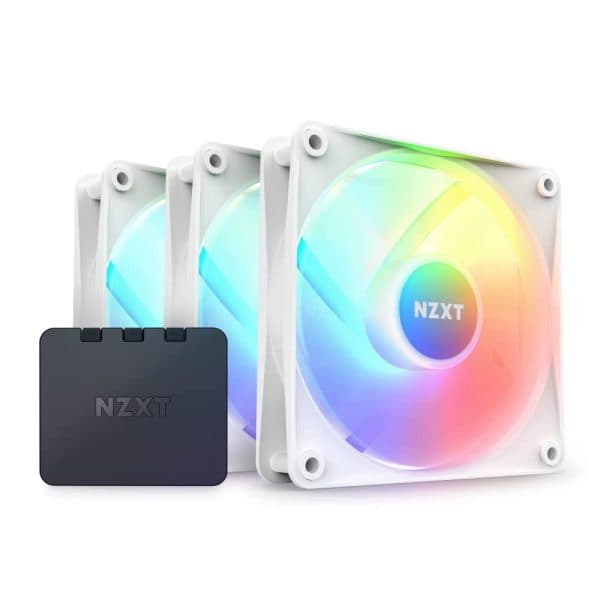 NZXT F120 RGB Core 120mm Cabinet Fan With RGB Controller - White (Triple Pack) - 1