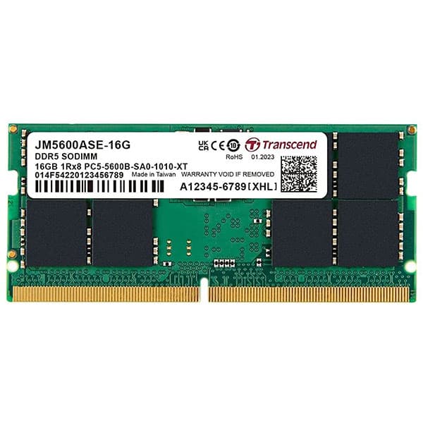 Transcend JetRam 16GB (1 X 16GB) DDR5 5600MHz CL46 (1Rx8) SO-DIMM Laptop Ram (JM5600ASE-16G ) - 1