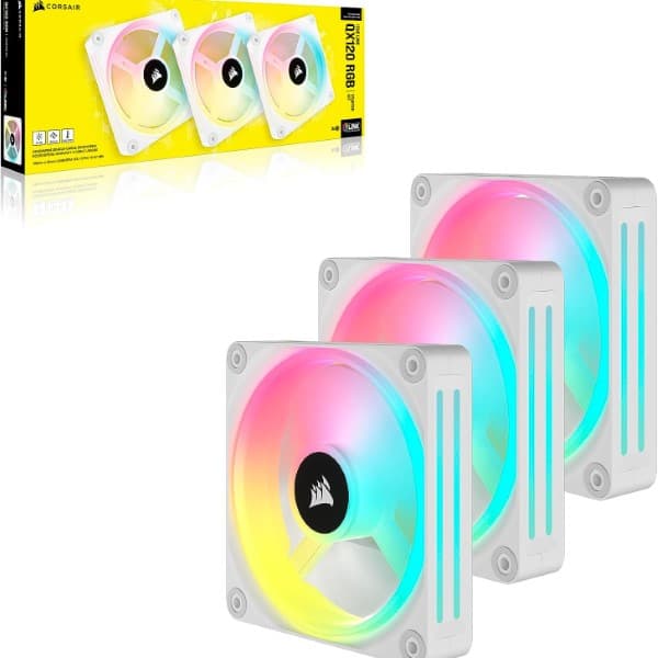 Corsair iCUE Link QX120 RGB Cabinet Fan White (Triple Pack) - 2