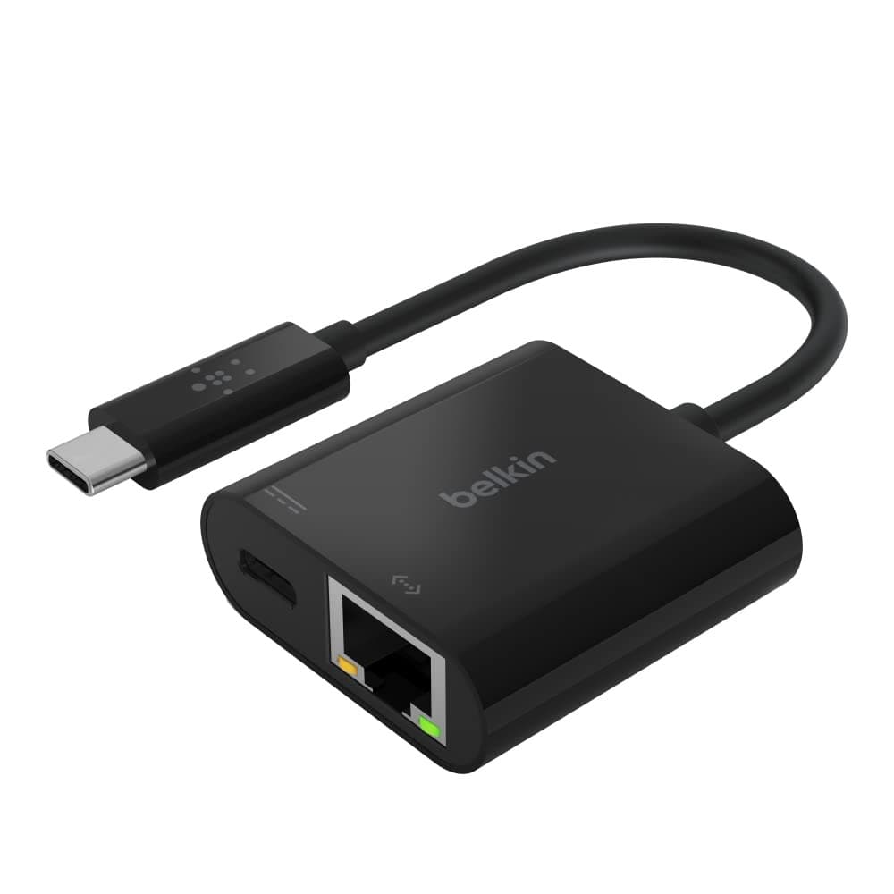 Belkin USB-C to Ethernet Adapter + Charge - Black - 1