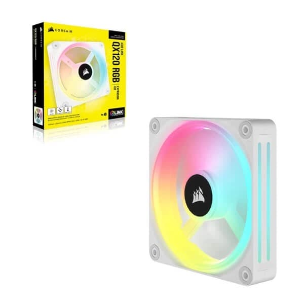 Corsair iCUE Link QX120 RGB Cabinet Fan White (Single Pack) - 3