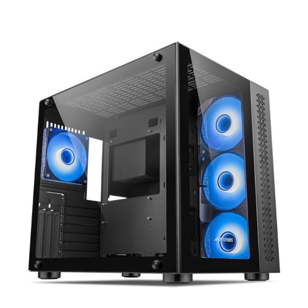 Ant Esports Crystal Black RGB Gaming Cabinet - 1