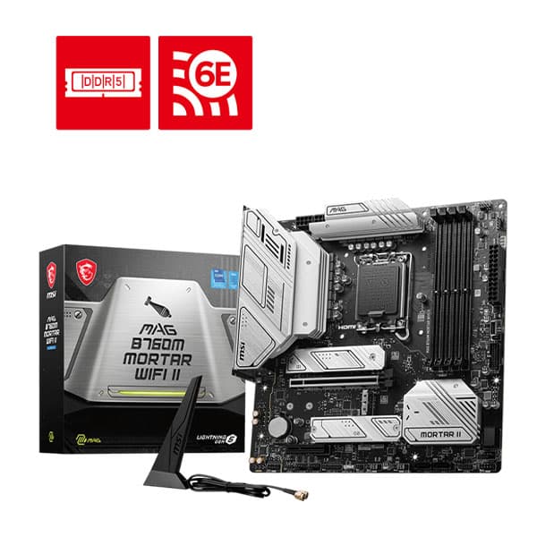 MSI MAG B760M Mortar Wifi II Intel Motherboard Supports Intel 12th , 13th & 14th Gen Processors - 1