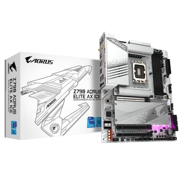 Gigabyte Z790 Aorus Elite AX Ice LGA 1700 Intel 13th Gen DDR5 Motherboard Supports Intel 12th, 13th & 14th Gen Processors - 1