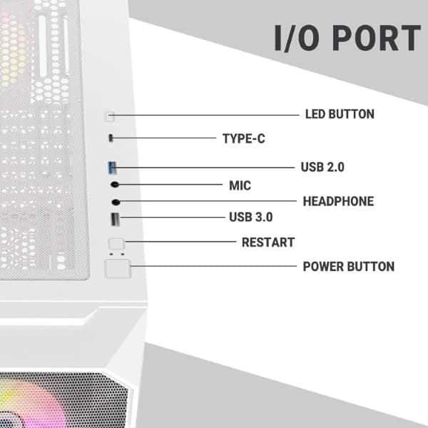 Ant Esports ICE-410TG Mid Tower Gaming Cabinet (White) - 5