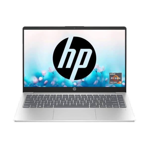 HP Laptop 14, AMD Ryzen 5 7520U, 14-inch (35.6 cm), FHD, 16GB LPDDR5, 512GB SSD, AMD Radeon Graphics, FPR, FHD Camera w/Privacy Shutter, Backlit KB (Win 11, MSO 2021, Silver, 1.4 kg), em0027AU - 1