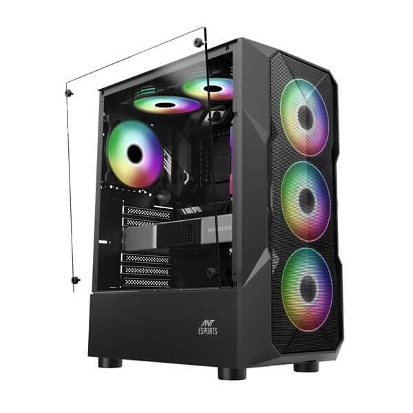 Ant Esports ICE-300 Mesh V2 ARGB (ATX) Cabinet (Black) - 4