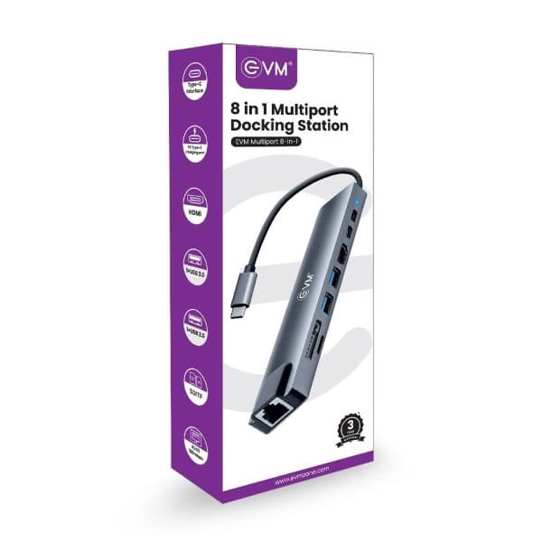 EVM USB Type C 8 In 1 MultiPort Docking Station - 2