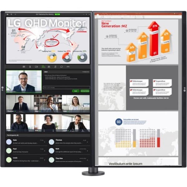 LG 27QP88D-BS 27" (68.466cm) QHD Monitor Ergo Dual with Daisy Chain - 2