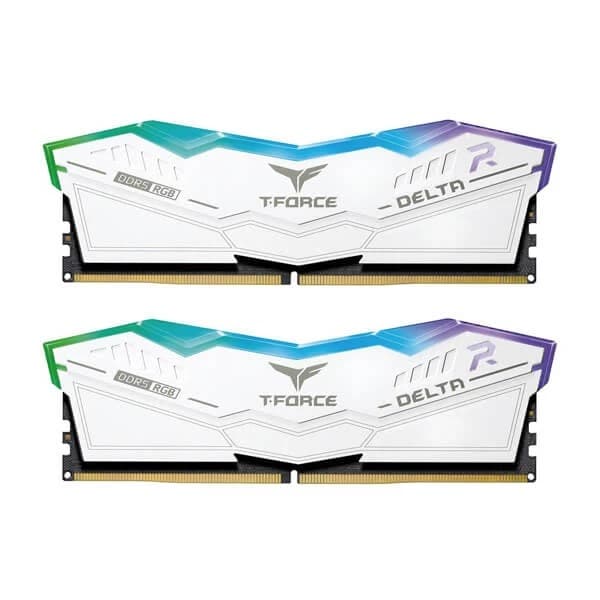 TeamGroup T-Force Delta RGB 64GB (32GBx2) DDR5 6000MHz CL38 Desktop RAM (White) - 1
